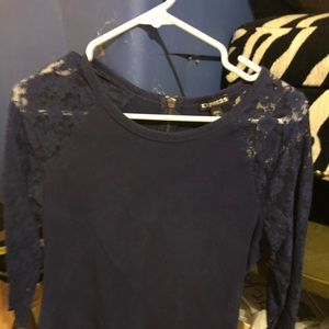 Express lace Blouse top medium navy